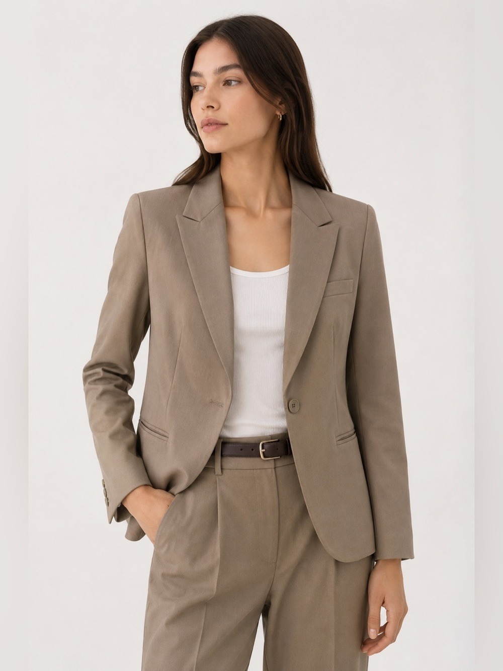 Theory Tan Single Button Tailored Blazer Jacket SZ 8
